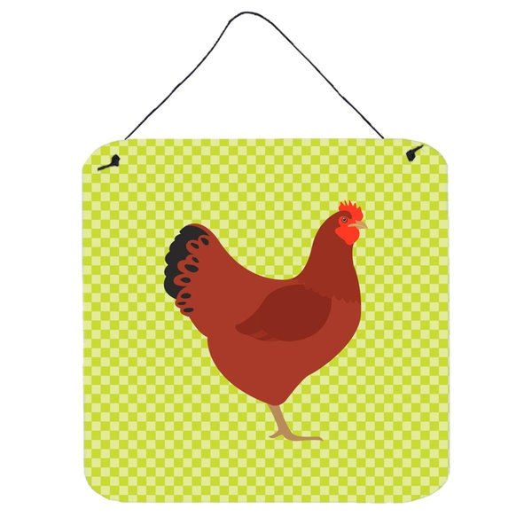 Micasa New Hampshire Red Chicken Green Wall or Door Hanging Prints, 6 x 6 in. MI229169